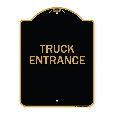 Signmission Designer Series Driveway Truck Entrance, Black & Gold Aluminum Sign, 18" x 24", BG-1824-24122 A-DES-BG-1824-24122